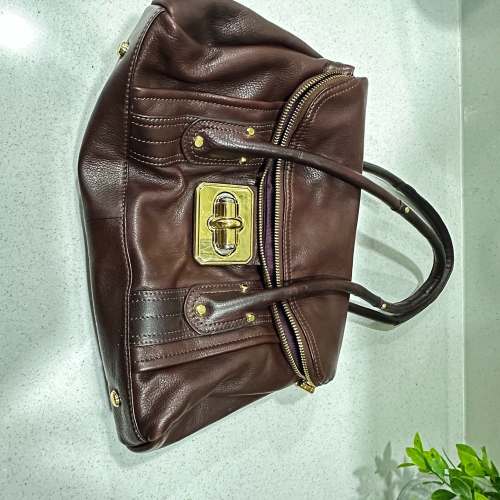 Chic genuine Leather burgundy Satchel - Picture 8 of 8
